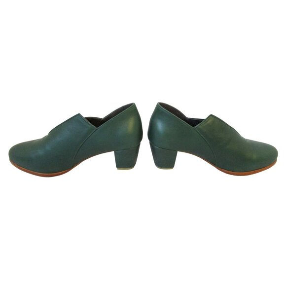 ELF Handmade Green Leather Slip-On Heels For Women Size 10 NEW/NEVER WORN Classy - Picture 4 of 9